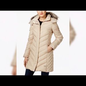 Kenneth Cole Quilted Down Coat Faux Fur Hood